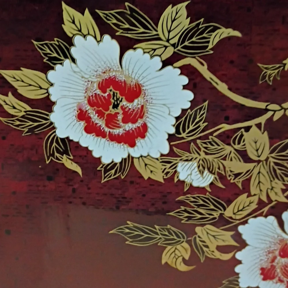 Floral Black and Red Decorative Tray